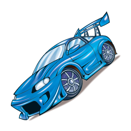 Blue race car 2 temporary tattoo [10-Car-00505]